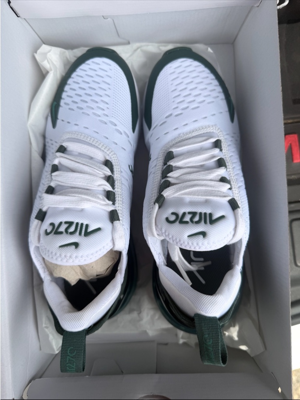 Nike Women’s Air Max 270 White and Dark Green Running Sneakers